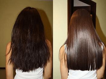 Экранирование волос до и после